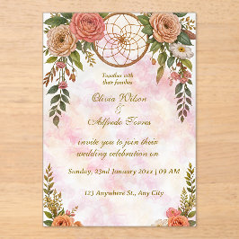 ボホフローラドリームキャッチャー結婚式招待状 アクリル招待状