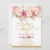 ボホフローラドリームキャッチャー赤ちゃんシャワーガール 招待状 (正面)