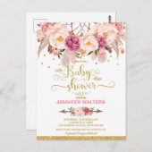 ボホフローラドリームキャッチャー赤ちゃんシャワー招待状 ポストカード (正面/裏面)