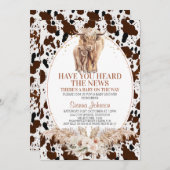 ボホフローラハイランドカウカーフベビーシャワー 招待状 (正面/裏面)