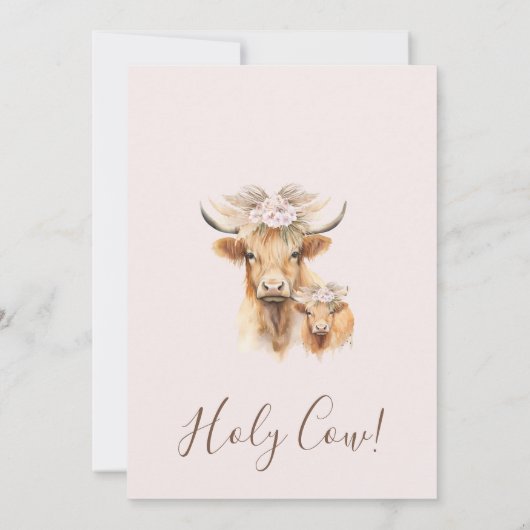 ボホフローラハイランドカウカーフベビーシャワー 招待状 (裏面)