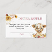 ボホフローラハイランド牛ベビーシャワーオムツラッフル エンクロージャーカード (正面)
