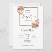 ボホフローラバプテスマ招待状フォーガールスペインのイン 招待状 (正面)