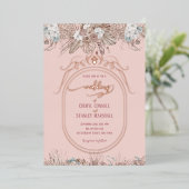 ボホフローラバラ結婚金ゴールド 箔招待状 (立ち正面)