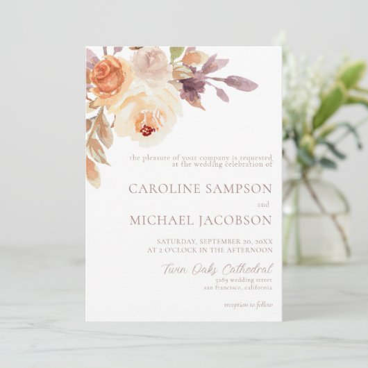 ボホフローラバーントオレンジ秋の結婚式招待状 招待状 (スタンド正面)