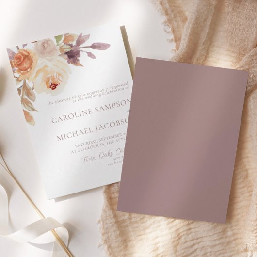 ボホフローラバーントオレンジ秋の結婚式招待状 招待状