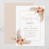 ボホフローラバーンドオレンジパンパスグラス婚約  招待状 (正面/裏面)