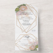 ボホフローラパンパグラスプロテアジオメトリック金ゴールドオール オールインワン招待状 (内側)