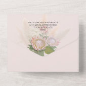 ボホフローラパンパグラスプロテアジオメトリック金ゴールドオール オールインワン招待状 (裏面)