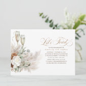 ボホフローラパンパスグラスグリーン婚約パーティ 招待状 (スタンド正面)