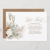 ボホフローラパンパスグラスグリーン婚約パーティ 招待状 (正面/裏面)