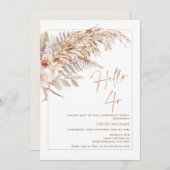 ボホフローラパンパスグラスハロー40誕生日インビタット 招待状 (正面/裏面)