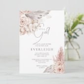 ボホフローラパンパスグラスパルメットベビーガールシャワー 招待状 (スタンド正面)