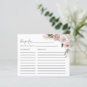 ボホフローラパンパスグラスブライダルシャワーレシピカード (スタンド正面)