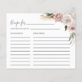 ボホフローラパンパスグラスブライダルシャワーレシピカード (正面)