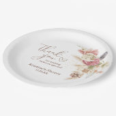 ボホフローラパンパスグラスベイビーシャワーありがとう ペーパープレート (アングル)