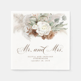 ボホフローラパンパスグラス結婚ズナプキン スタンダードカクテルナプキン