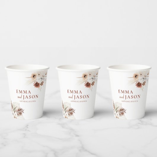 ボホフローラパンパスグラス結婚ズ紙カップ 紙コップ (複数)