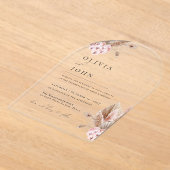 ボホフローラパンパスグラス結婚式招待状 アクリル招待状 (レイダウン)