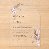 ボホフローラパンパスグラス結婚式招待状 アクリル招待状 (正面)