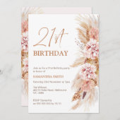 ボホフローラパンパスグラス21歳招待状 招待状 (正面/裏面)