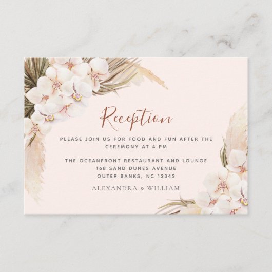 ボホフローラパンパステラコッタウェディングレセプション エンクロージャーカード (正面)