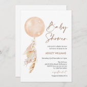ボホフローラパンパスバルーンベビーシャワー招待状 招待状 (正面/裏面)
