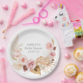 ボホフローラパンパスリースブライダルシャワー ペーパープレート (パーティー)