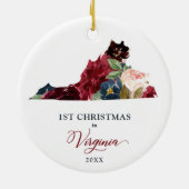 ボホフローラパーソナライズされた第1回クリスマス(バージニア) セラミックオーナメント (裏面)