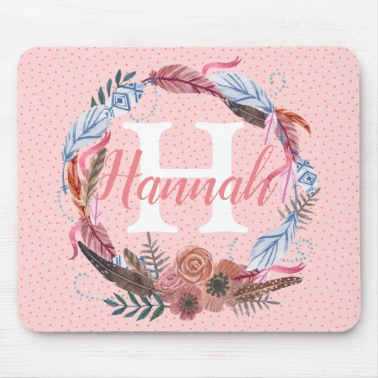 ボホフローラパーソナライズカスタムイニシャル マウスパッド (正面)