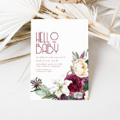 ボホフローラパープル&クリームベビーシャワー招待状 招待状
