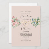 ボホフローラピンクダスティーバラ結婚ズ 招待状 (正面/裏面)