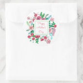 ボホフローラピンクマガーリーザーズ日スケッチ ラウンドシール (バッグ)