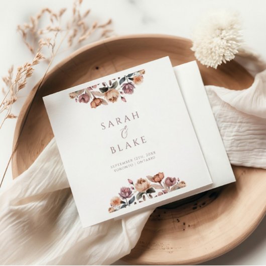 ボホフローラピンクローズ庭園の結婚式ワインラベル スタンダードカクテルナプキン