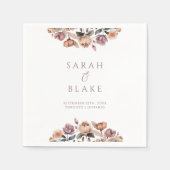 ボホフローラピンクローズ庭園の結婚式ワインラベル スタンダードカクテルナプキン (正面)