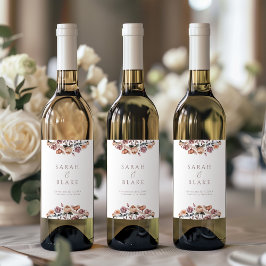 ボホフローラピンクローズ庭園の結婚式ワインラベル ワインラベル