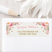 ボホフローラピンク金ゴールドベビーシャワー住所 シール (インサイチュ)