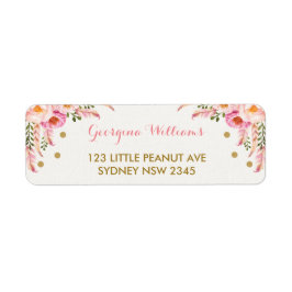 ボホフローラピンク金ゴールドベビーシャワー住所 シール