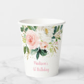 ボホフローラピンク金ゴールド誕生日 紙コップ (正面)