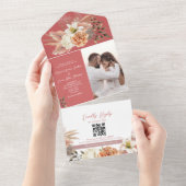 ボホフローラピーチ結婚ーズ オールインワン招待状 (貼ってはがせる)