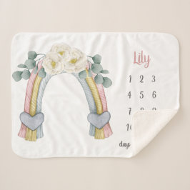 ボホフローラファイバーレインボーマイルストーンベビー シェルパブランケット