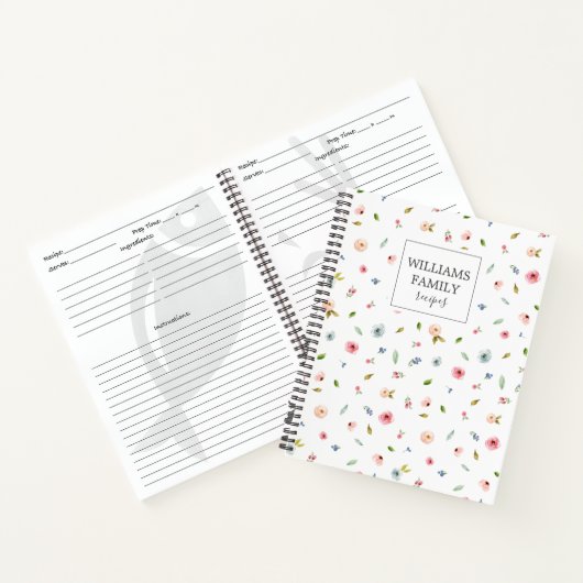 ボホフローラファミパーソナライズされたリーレシピブック赤面 ノートブック (内部)