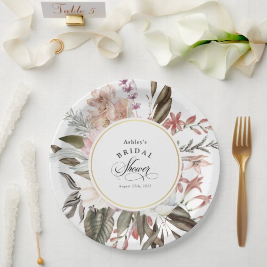 ボホフローラファンタジー水彩ブライダルシャワー ペーパープレート (ウェディング)