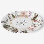 ボホフローラファンタジー水彩ブライダルシャワー ペーパープレート (アングル)