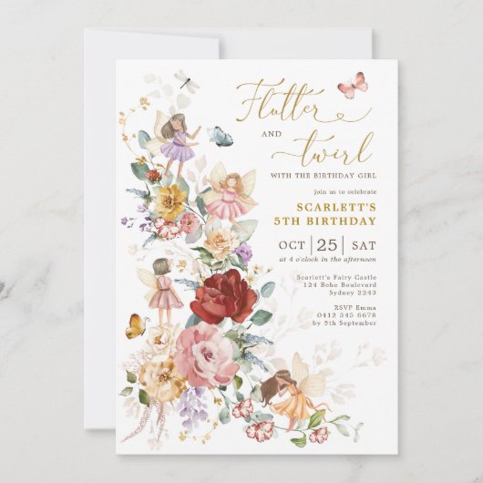 ボホフローラフェアリープリンセスガーデンバースデーパーティー 招待状 (正面)