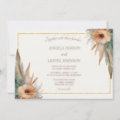 ボホフローラフェザー結婚ドリームキャッチャー 招待状 (正面)