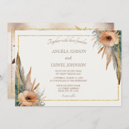 ボホフローラフェザー結婚ドリームキャッチャー 招待状