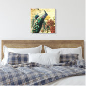 ボホフローラフランスの国モダンヴィンテージ孔雀 キャンバスプリント (インサイチュ (寝室))