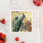 ボホフローラフランスの国モダンヴィンテージ孔雀 スタンダードカクテルナプキン (インサイチュ)