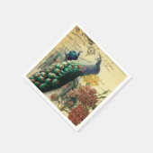 ボホフローラフランスの国モダンヴィンテージ孔雀 スタンダードカクテルナプキン (角)